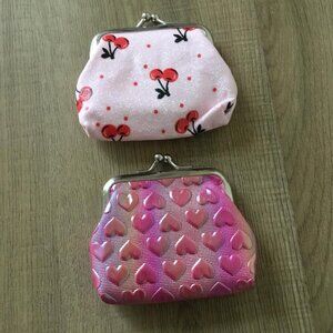 Cherries Gone Wild & Sweetheart Coin Purses with Kiss Lock Closures NEW